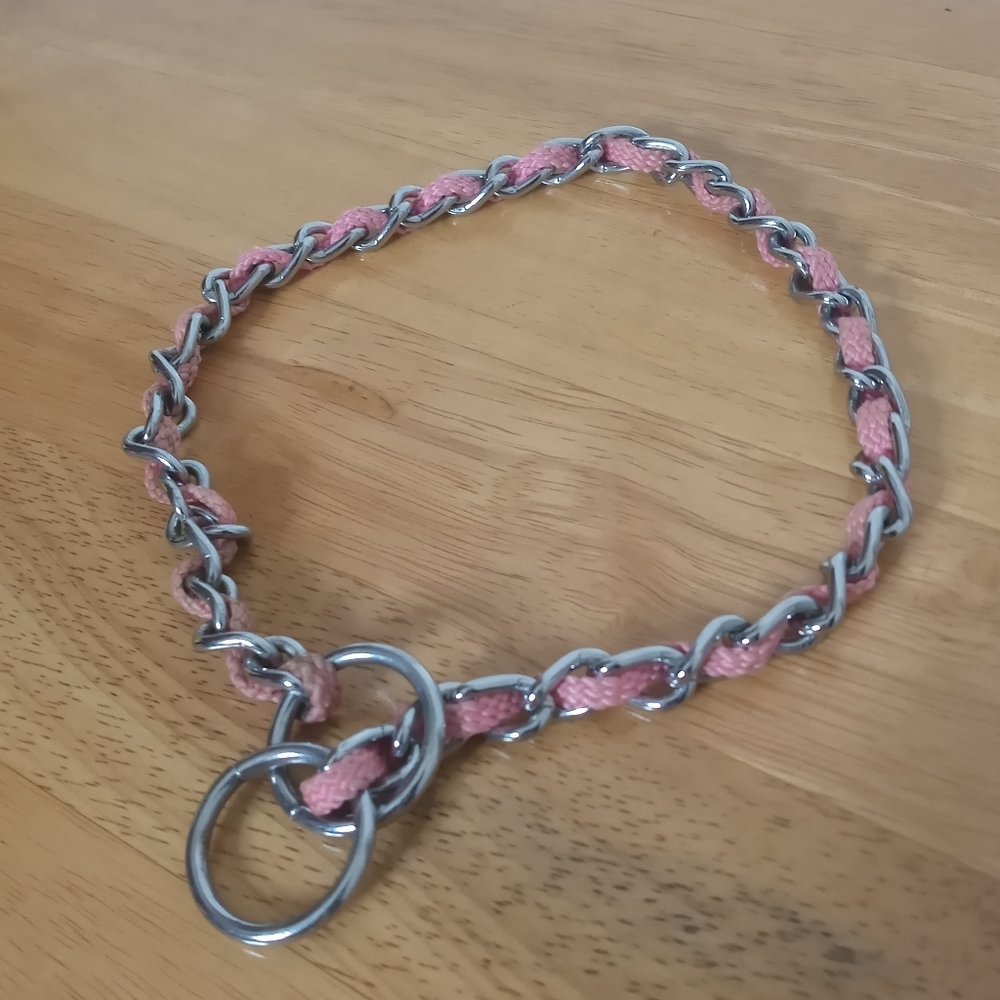 Light Pink Dog Choke Chain Collar